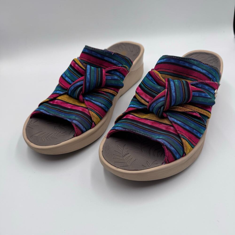 Bzees Smile II Womens Slide Sandals Size 11M Multicolor Stripe Washable Comfort